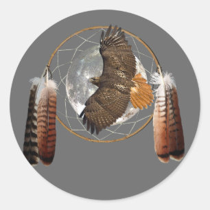 Pegatina Redonda Luna del halcón