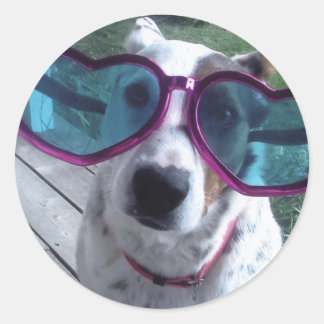 Pegatina Redonda Luna Dice "Día Del Pelo Malo" Consiga gafas más gr