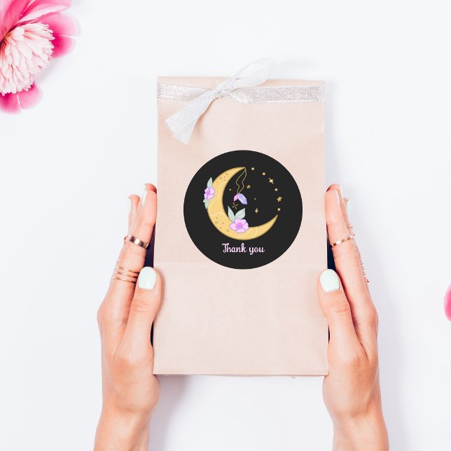 Pegatina Redonda Luna floral (Subido por el creador)