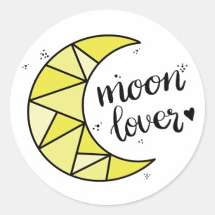 Pegatina Redonda Luna Geométrica Cuta Amarilla Lover