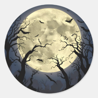 Pegatina Redonda Luna llena de fantasía