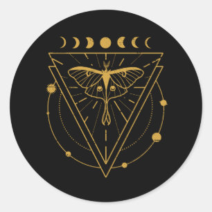 Pegatina Redonda Luna Moth Mystical Designs