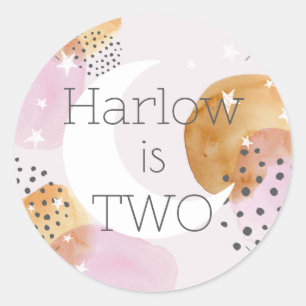 Pegatina Redonda Luna rosa dos la luna