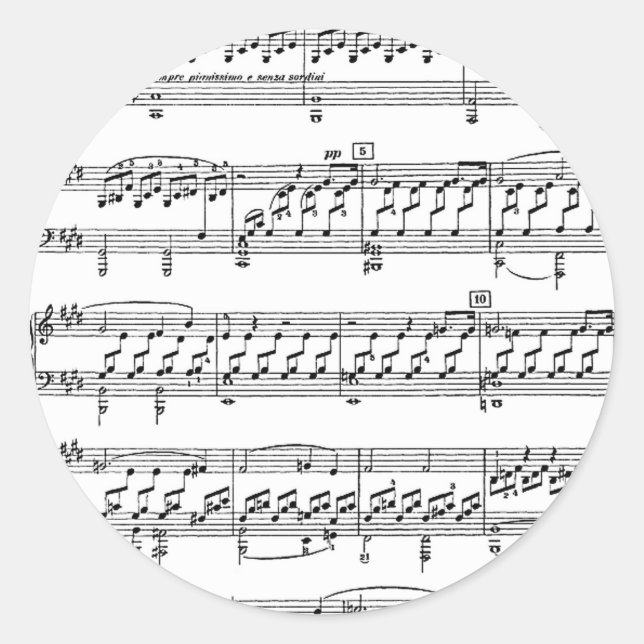 Pegatina Redonda Luna-Sonata-Ludwig-Beethoven (Anverso)