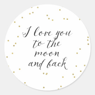 Pegatina Redonda Luna y confeti trasero del oro