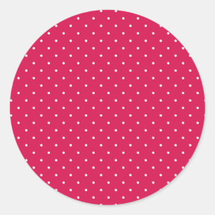 Pegatina Redonda Lunares Blancos Pequeños - Rojo Frambuesa