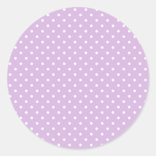 Pegatina Redonda Lunares Clásicos Blanco - Lila Suave