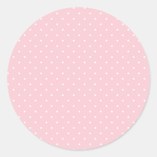 Pegatina Redonda Lunares Pequeños Blanco - Rosa (Anverso)