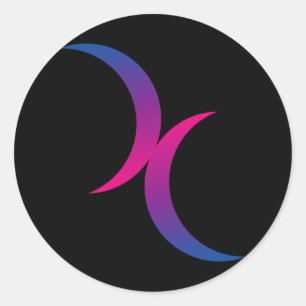 Pegatina Redonda Lunas dobles bisexuales