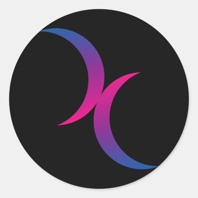 Pegatina Redonda Lunas dobles bisexuales (Anverso)