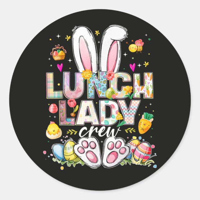 Pegatina Redonda Lunch Lady Crew Funny Bunny (Anverso)