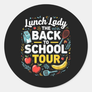 Pegatina Redonda Lunch Lady De Vuelta A La Escuela 2025 Tour Food H