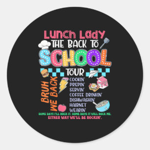 Pegatina Redonda Lunch Lady De Vuelta A La Escuela Tour Cafetería C