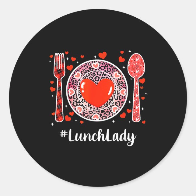 Pegatina Redonda #lunchlady Lunch Lady Women Matching Happy Valenti (Anverso)