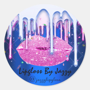Pegatina Redonda Lupgloss Makeup Pink Bluei Derivación del envase G