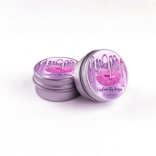 Pegatina Redonda Lupgloss Makeup Pink Confetti Drin Package