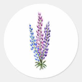 Pegatina Redonda Lupinos de Nueva Escocia