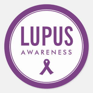 Pegatina Redonda Lupus Awareness Ribbon Purple