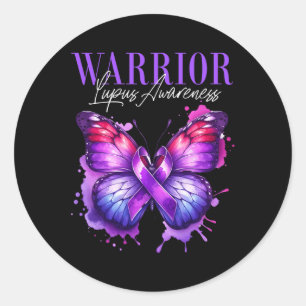 Pegatina Redonda Lupus Awareness Warrier Survivor Morple Butterflie