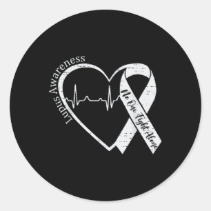Pegatina Redonda Lupus Awareness Warrior Purple Ribbon Autoinmune D