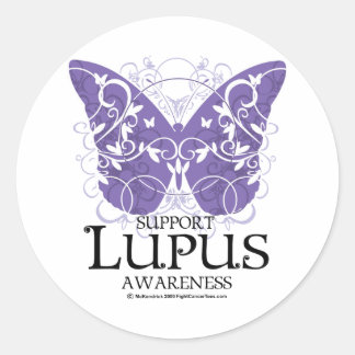 Pegatina Redonda Lupus Butterfly