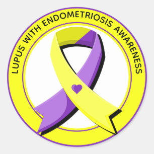 Pegatina Redonda Lupus con Endometriosis Sensibilización Corazón