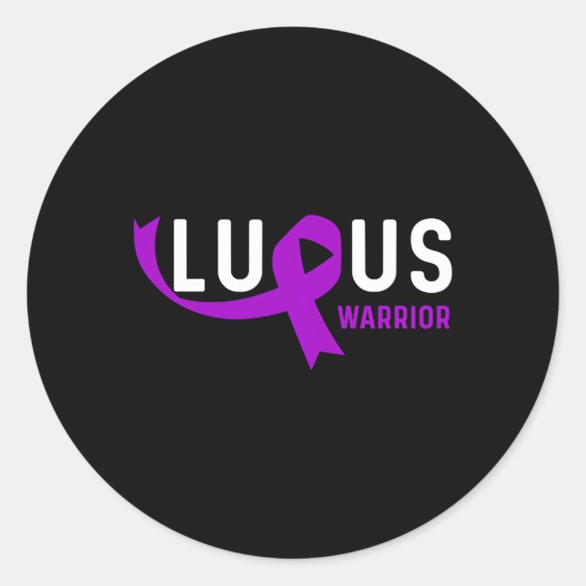 Pegatina Redonda Lupus Warrior Lupus Awareness (Anverso)