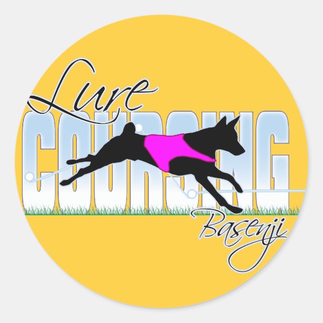 Pegatina Redonda Lure Coursing Basenji (Anverso)