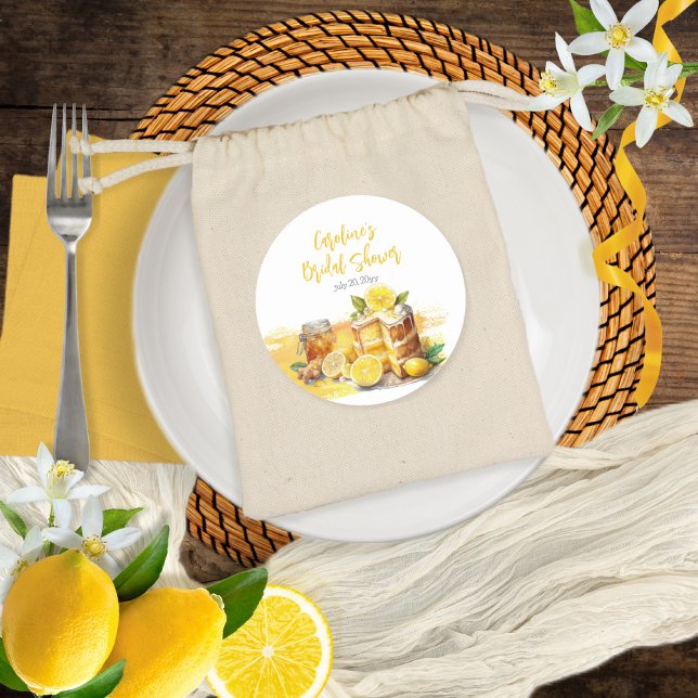 Pegatina Redonda Luscious Lemon Cake Ginger Tea Bridal Shower (Subido por el creador)