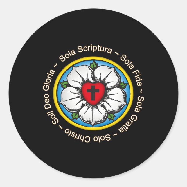 Pegatina Redonda Luther Rosa Reforma Lutheran (Anverso)