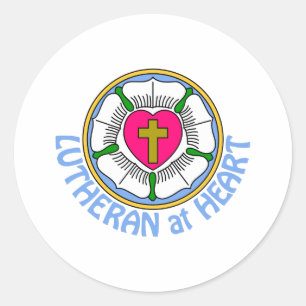 Pegatina Redonda Lutheran De Corazón