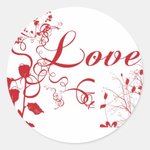 Pegatina Redonda luv n rosas