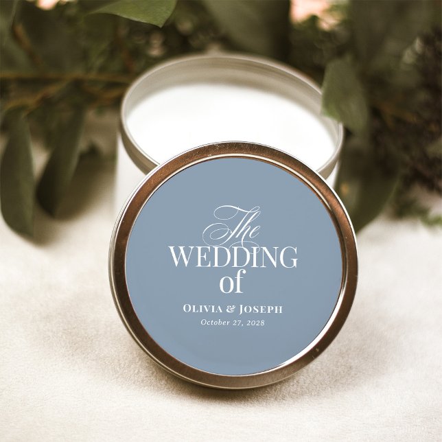 Pegatina Redonda Luxe and Elegant Dusty Blue Wedding (Subido por el creador)