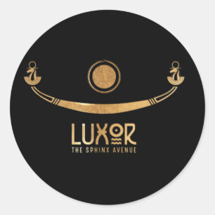 Pegatina Redonda Luxor la avenida de la Esfinge Khufus barco Karnak