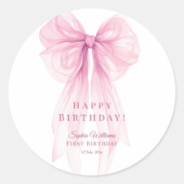 Pegatina Redonda Luxury Acrylic Baby Shower Invitation Clear Pink