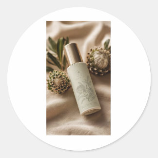 Pegatina Redonda Luxury Botanical Skincare Label Design