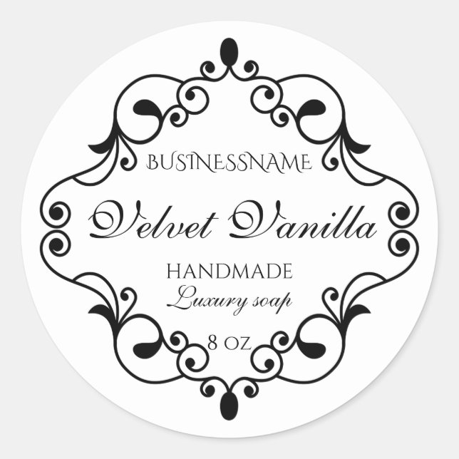 Pegatina Redonda Luxury elegant soap handmade label business (Anverso)