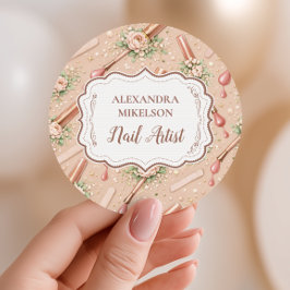 Pegatina Redonda Luxury Floral Nail Artist Business