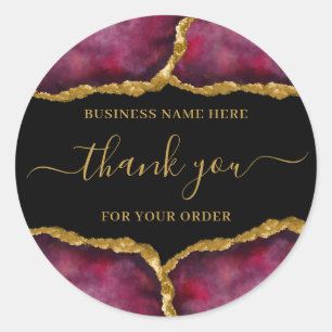 Pegatina Redonda Luxury Gold Agate Calligraphy Business Gracias