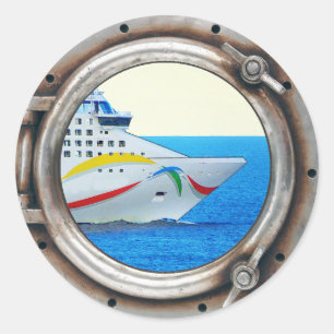 Pegatina Redonda Luxury Liner Porthole View