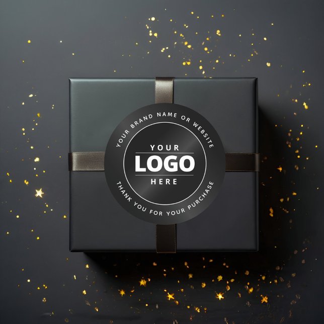 Pegatina Redonda Luxury Minimal Black Logo Business Packaging (Subido por el creador)