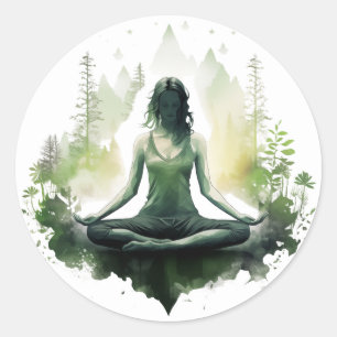 Pegatina Redonda Luz arraigada Meditación Sagrado Femenino