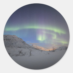 Pegatina Redonda Luz del Norte Noruega