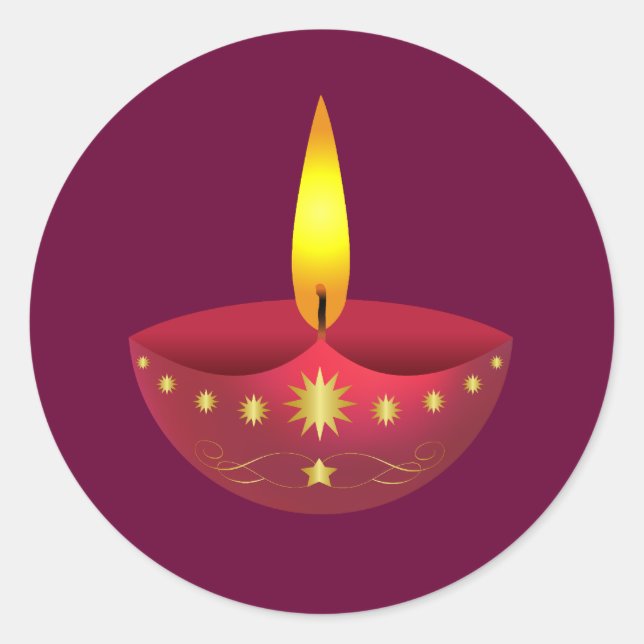 Pegatina Redonda Luz Diwali brillante (Anverso)