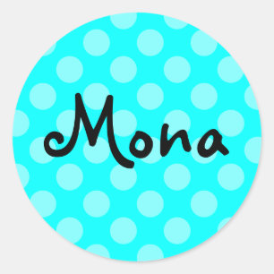 Pegatina Redonda Luz Personalizada Aqua Lunares
