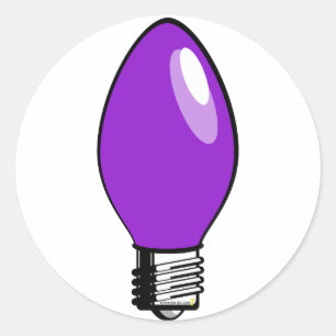 Pegatina Redonda Luz púrpura del árbol de Navidad