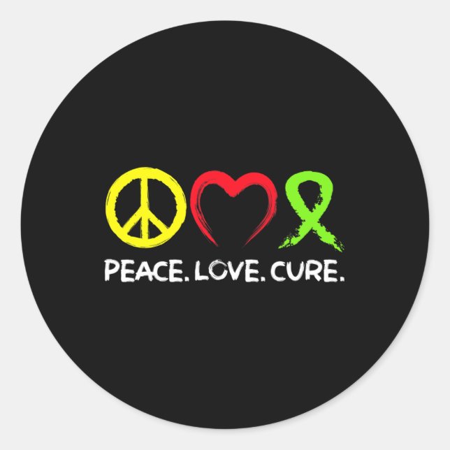 Pegatina Redonda Lymphoma Awareness Peace Love Cure  (Anverso)