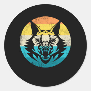 Pegatina Redonda Lynx Vintage Retro Grandes Gatos Gatos Gatos Salva