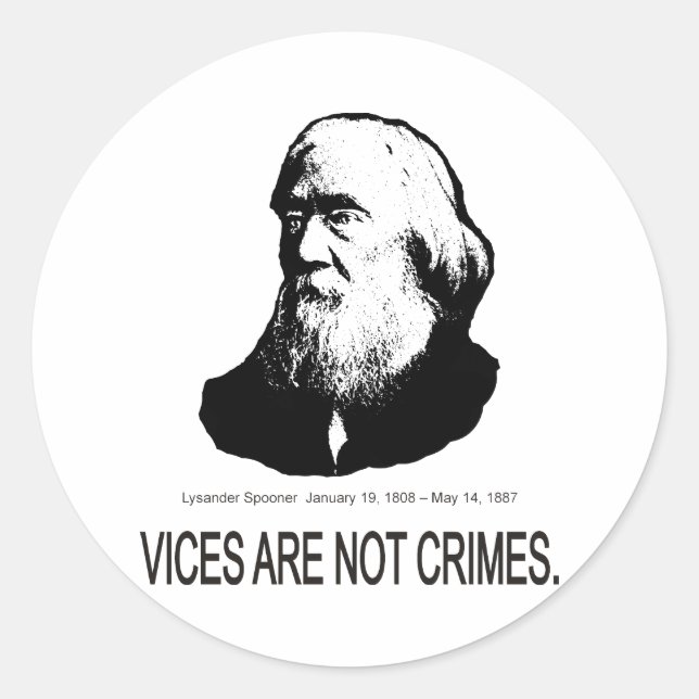 Pegatina Redonda Lysander Spooner (Anverso)