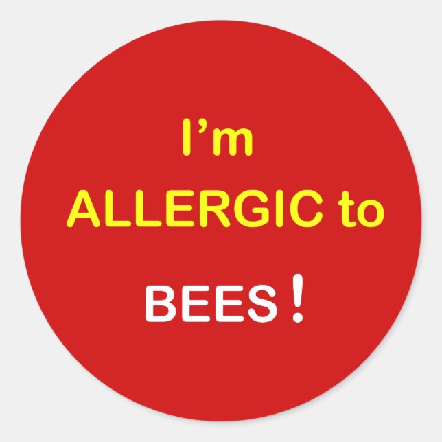 Pegatina Redonda m1 - Soy alérgico - ABEJAS. (Anverso)